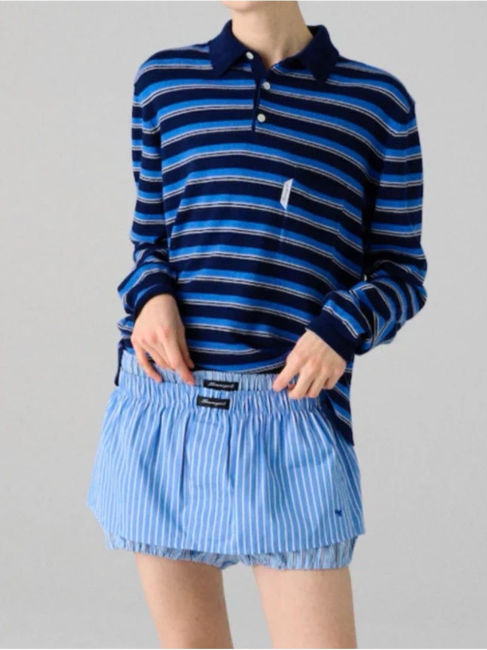 HommeGirls Blue Striped Polo Top